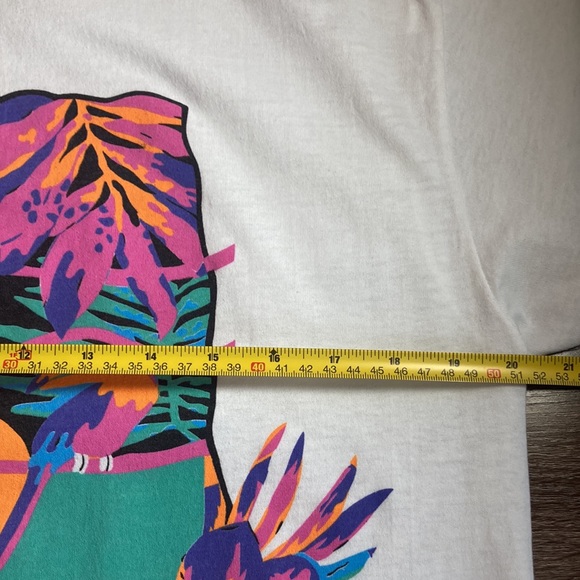 VTG Sport Gear White Tropical Hawaiian Floral T Shirt USA Adult Medium 50/50 - Picture 7 of 9